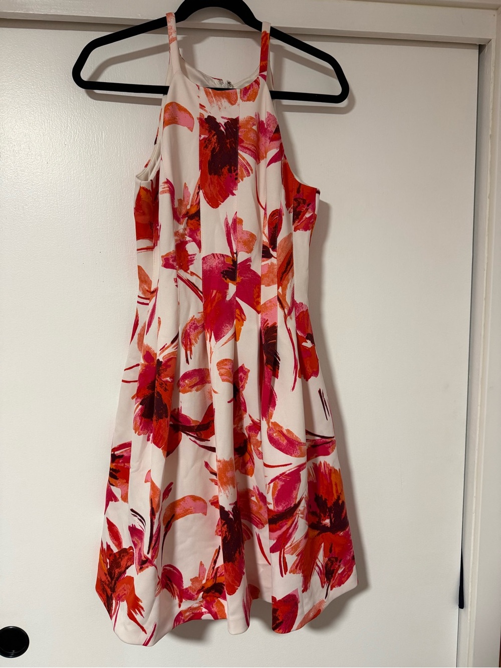 Vince Camuto Cream Midi Dress with Pink and Orange Floral Print